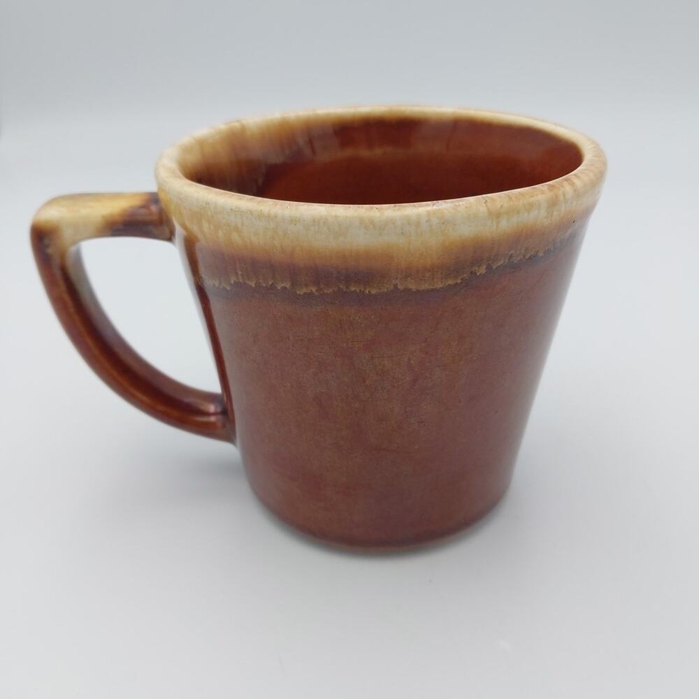 Vintage McCoy Pottery Brown Drip Glaze Coffee Mugs‎ Cups USA 3.5 in x 3.25 in